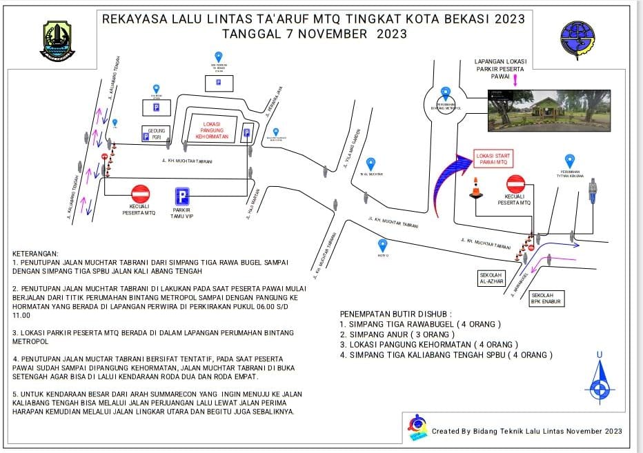 Daftar lengkap rekayasa lalu lintas imbas pelaksanaan pawai MTQ di Kota Bekasi (7/11).