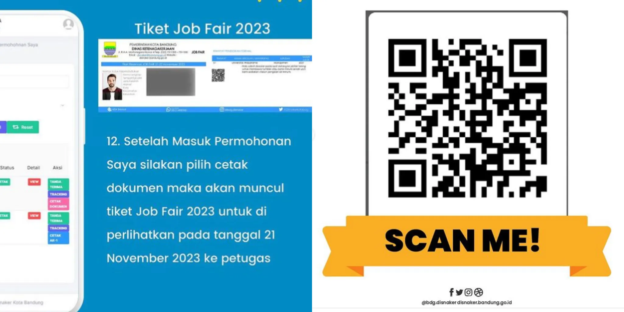 Cara Daftar Job Fair Kota Bandung November 2023/ Kolase Instagram @bdg.disnaker