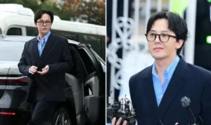 Kedatangan G Dragon ke kantor polisi Nonhyeon Inceon Korea Selatan pada Senin (6/11). (@koreandispatch)