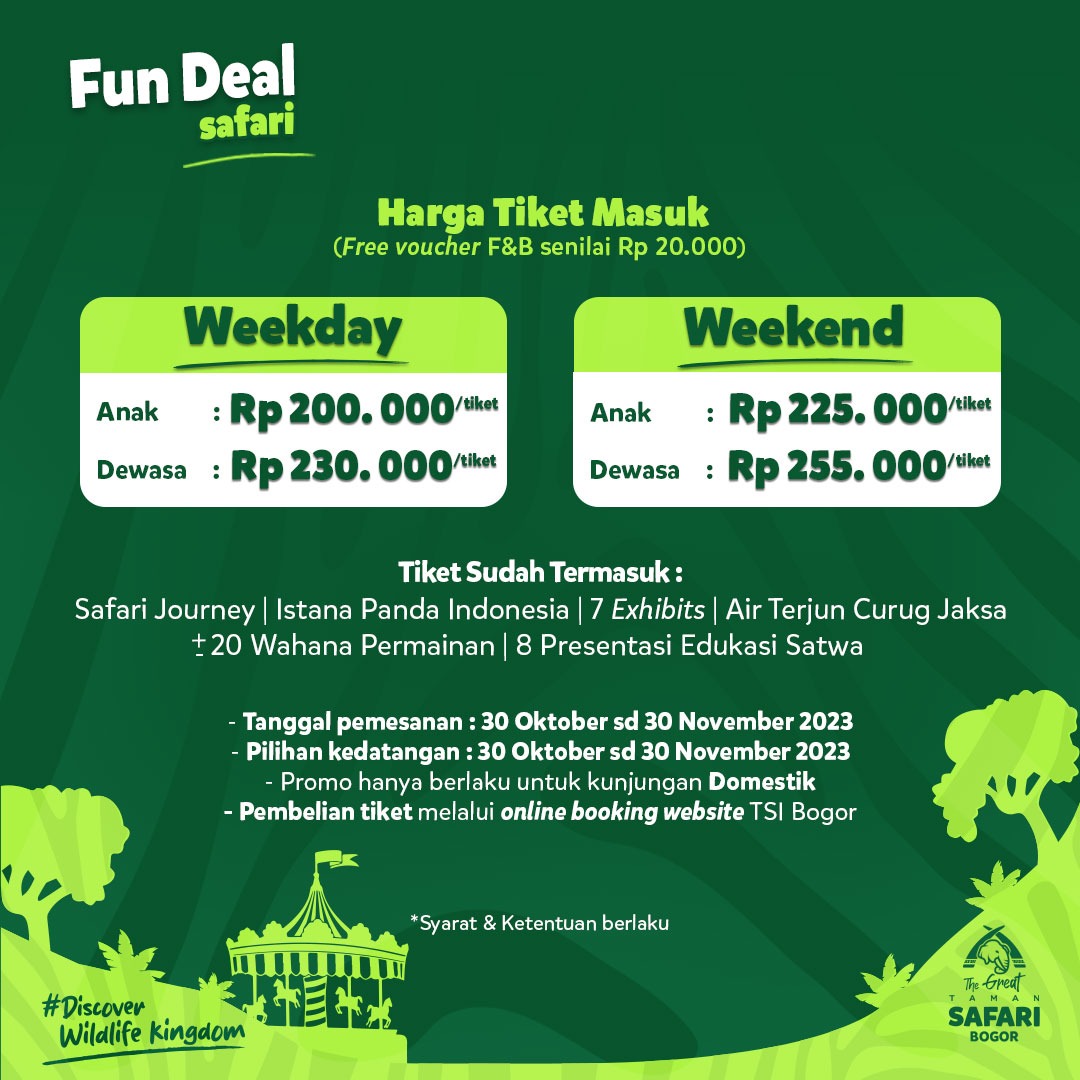 Promo November harga tiket masuk Taman Safari Bogor.