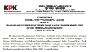 Beirkut Cara Akses Link Pengumuman Jadwal Ujian SKD CPNS KPK 2023/ Tangkap Layar rekrutmen.kpk.go.id/cpns