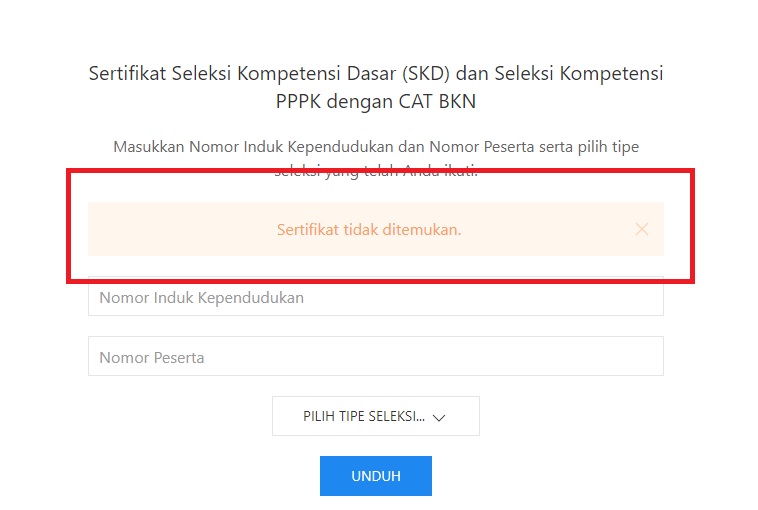 Sertifikat PPPK Tidak Ditemukan atau Tidak Bisa di Download, Ikuti Cara untuk Mengatasinya di Bawah Ini/ Tangkap Layar Sertificat