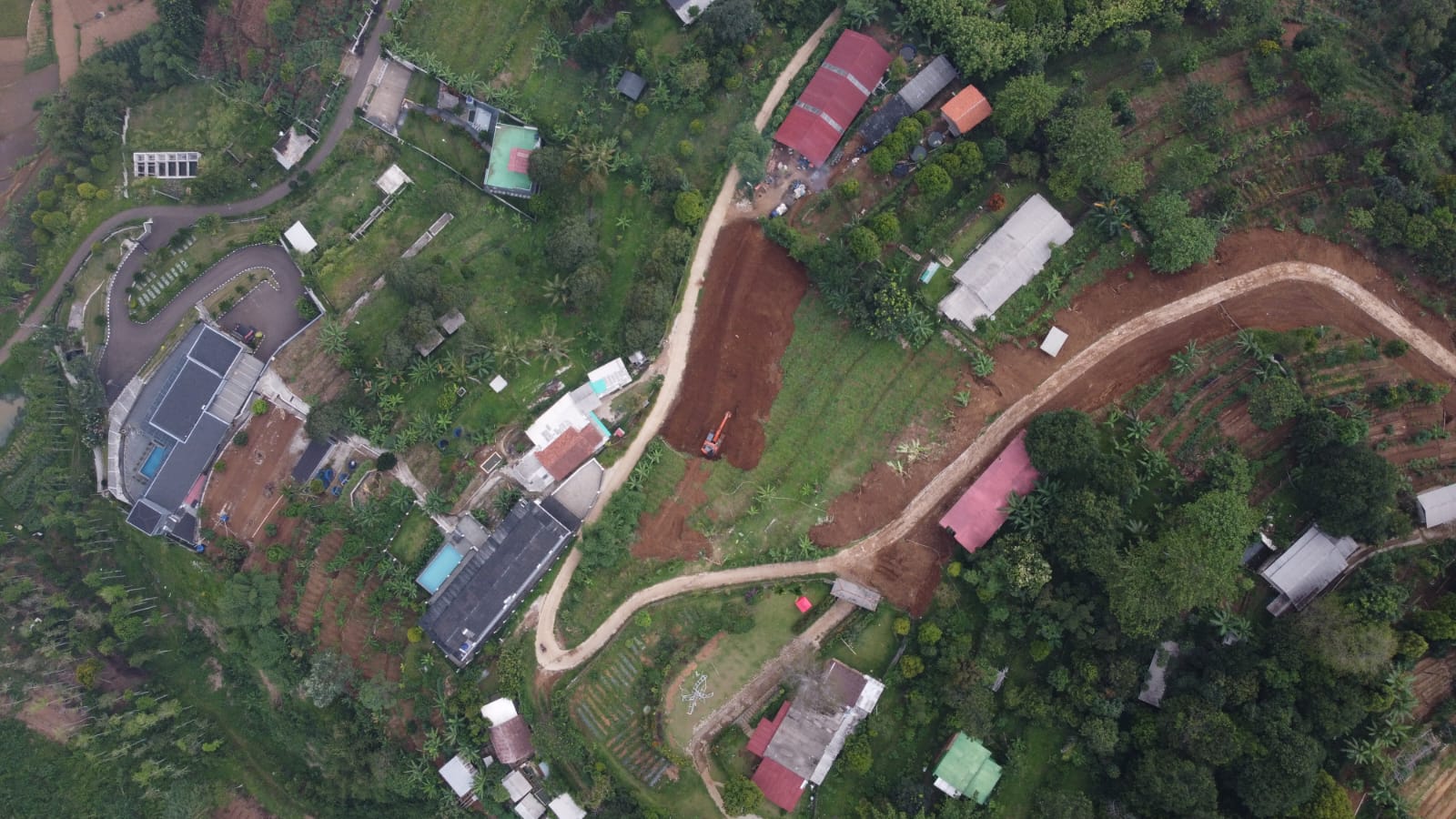 Pemandangan udara lahan milik PT BSS di Cijeruk, Kabupaten Bogor.