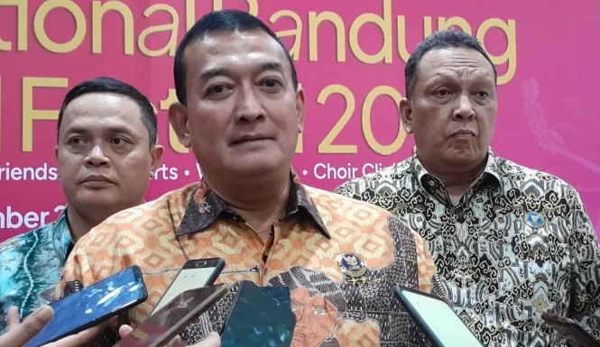 Inspektur Utama BNN RI Irjen Wahyono menyatakan perang melawan narkoba melalui International Bandung Choral Festival 2023 di Kampus Universitas Katolik Parahyangan (Unpar) Jalan Ciumbuleuit, Kota Bandung, Rabu 8 November 2023.