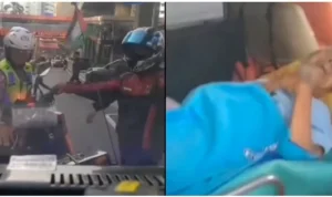 Tangkapan layar video polisi stop relawan ambulan. (Youtube @team Setulus hati)