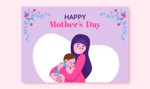 Ilustrasi Gambar atau Poster Hari Ibu Islami Terbaru 2023, Anak dan Ibu yang Memakai Hijab Terlihat Bahagia/ Freepik