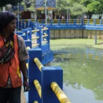 Pembangunan kolam retensi bertujuan untuk mengurai banjir Gedebage Kota Bandung namun hasilnya tidak berjalan optimal. (PANDU MUSLIM/JABAREKSPRES)