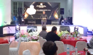 Pj Wali Kota Cimahi, Dicky Saromi saat memberi sambutan di Gedung Soedirman, Kota Cimahi (31/12).