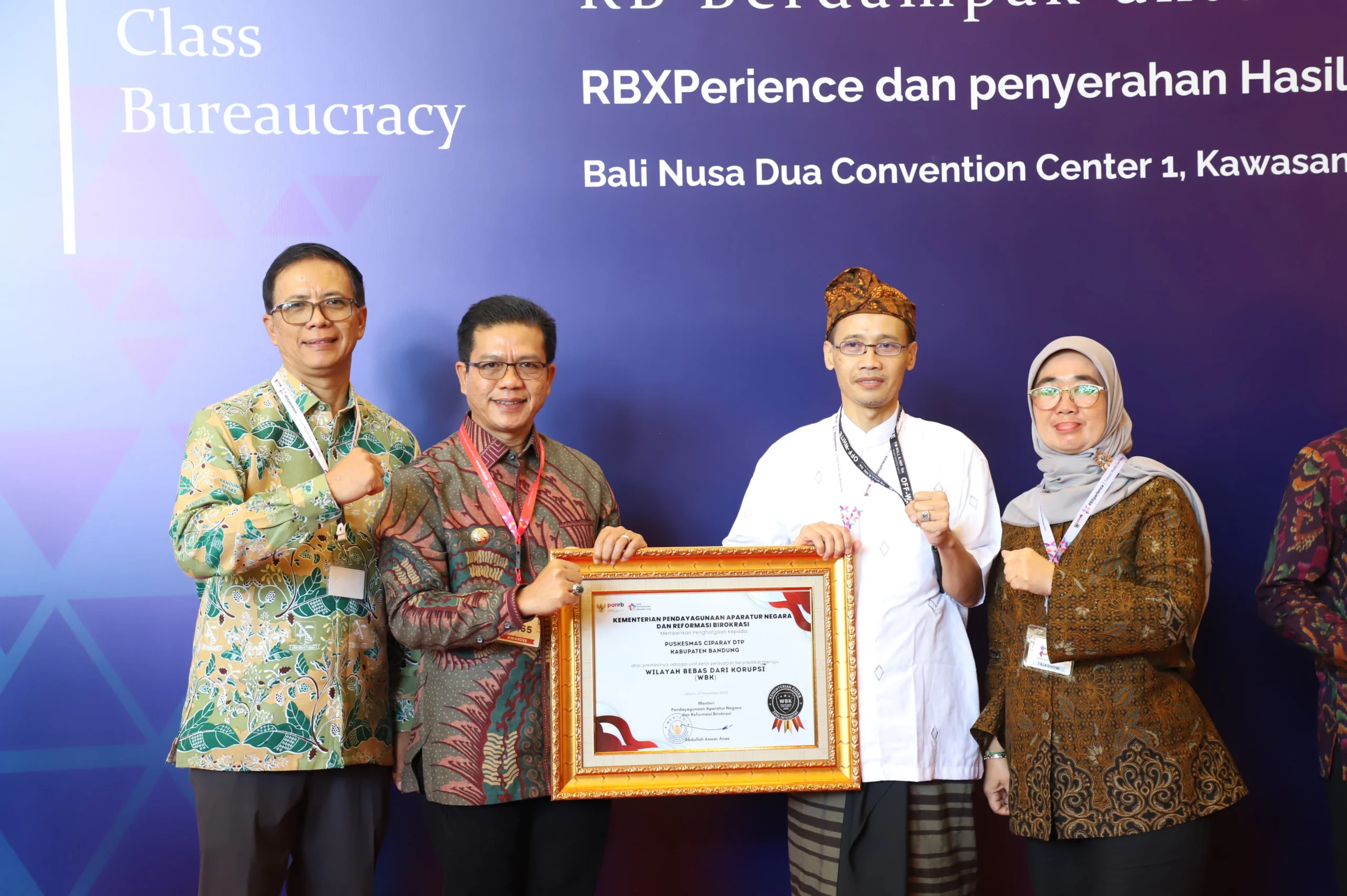 Istimewa! Kabupaten Bandung Raih Penghargaan Zona Integritas Wilayah Bebas Korupsi (WBK)