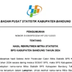 Pengumuman Hasil Akhir Mitra Statistik BPS di Kabupaten Bandung/ Tangkap Layar Bandungkab.bps.go.id