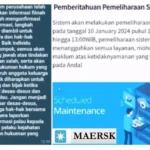 Pengumuman dari Aplikasi Maersk yang mulai Terbukti Scam.
