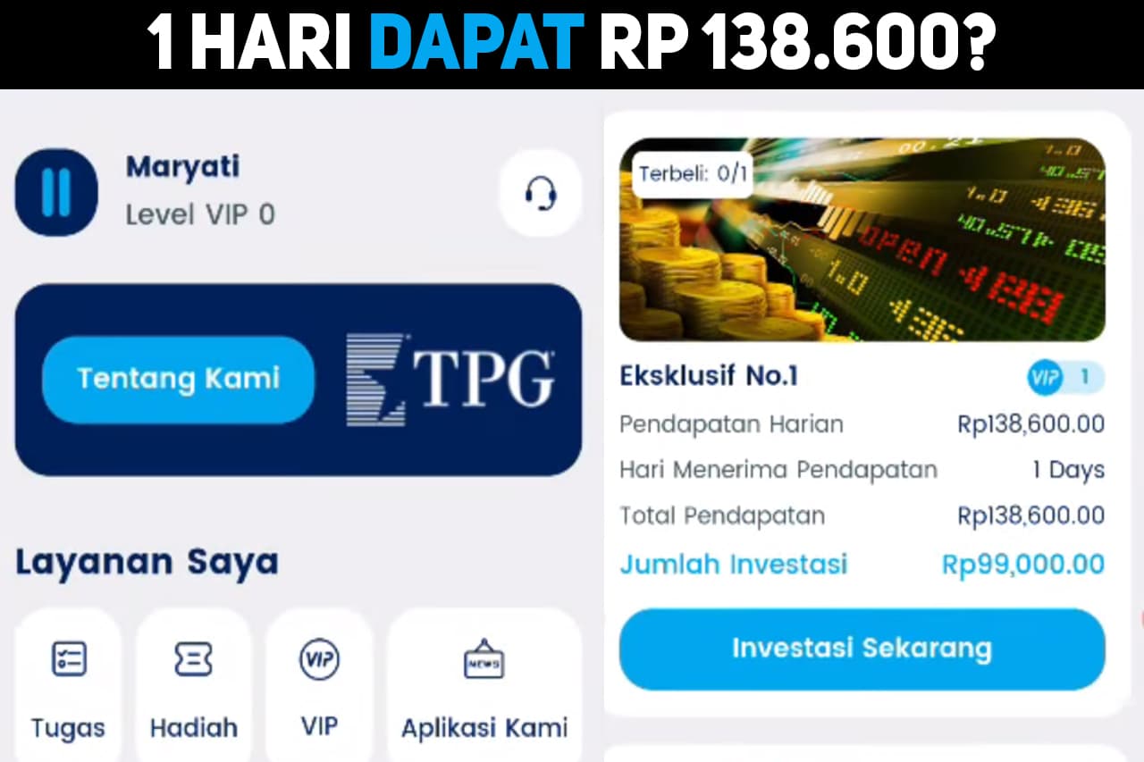 Aplikasi Penghasil Uang TPG Invest Terbukti Penipuan!