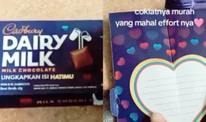 Coklat Viral Dairy Milk Dikemas dengan Catatan Hati yang Unik/ Kolase TikTok @bilqisjuliacans2