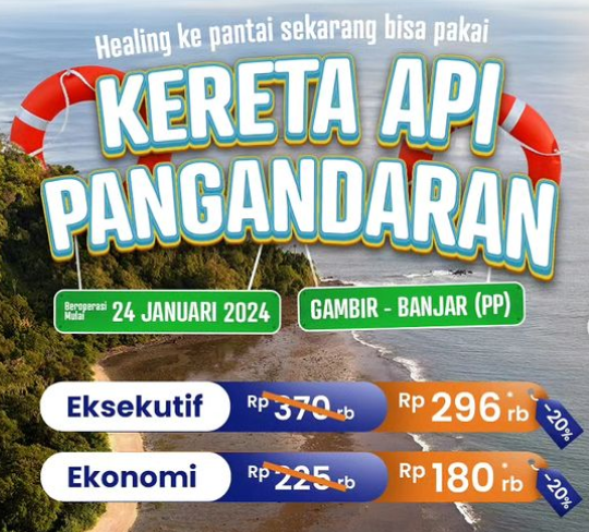 Harga Tiket dan Jadwal KA Pangandaran Gambir, Bandung, Banjar PP!