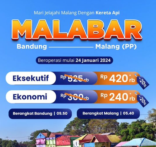Harga Tiket dan Jadwal KA Malabar Bandung-Malang, Mulai Rp240 Ribuan!