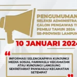 Cara Cek Pengumuman Administrasi PTPS Pemilu 2024/ Instagram @bawaslulampung