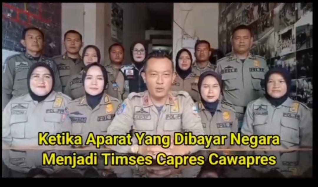 Ist. Unggahan video Satpol PP Garut yang memberikan dukungan kepada salah satu paslon presiden 2024.