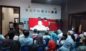 Suasana Nobar Debat Capres ketiga dari TKD Jabar Prabowo-Gibran, Minggu 7 Januari 2024.