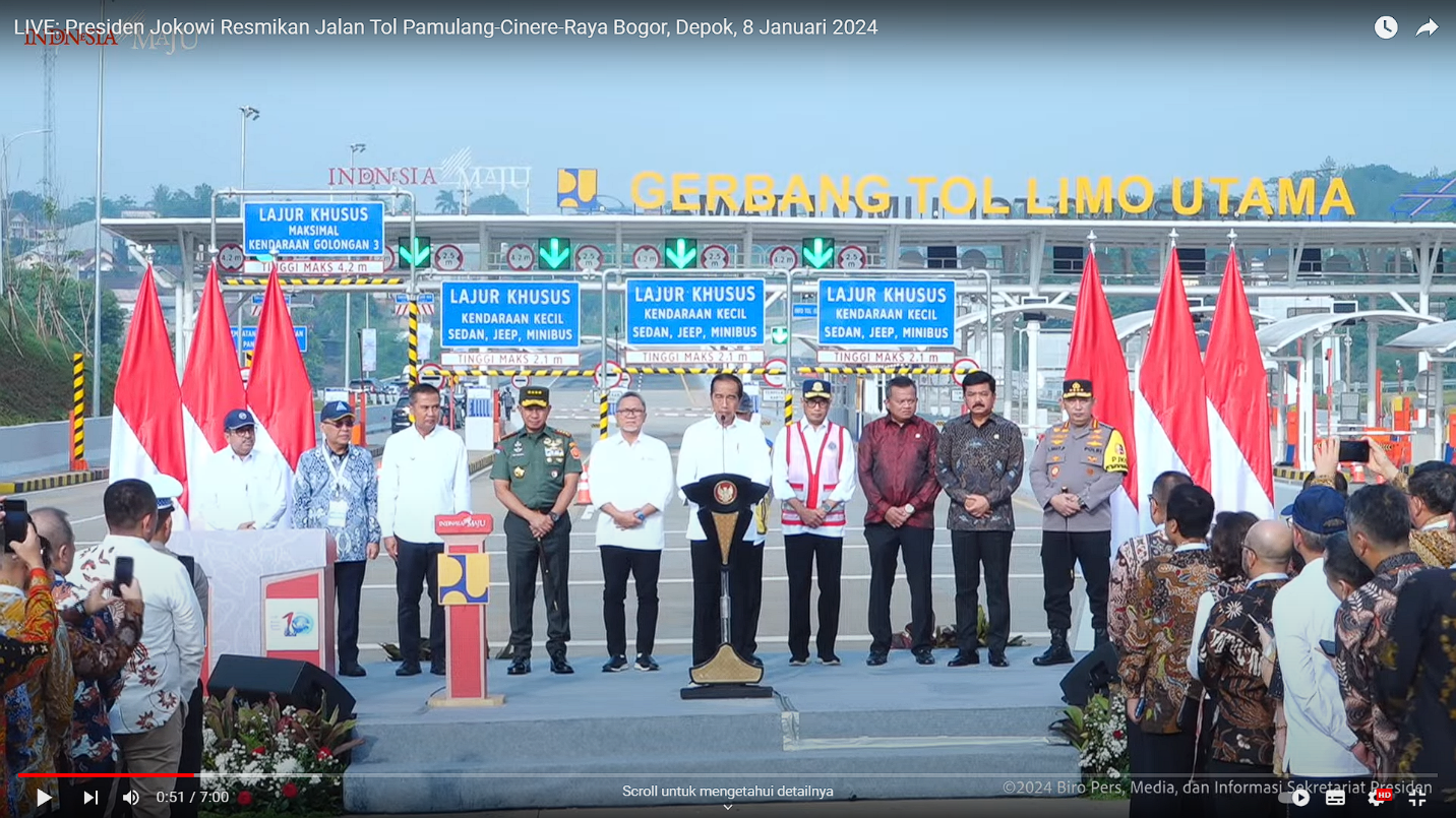Jokowi Resmikan Jalan Tol Pamulang-Cinere-Raya Bogor, Lengkapi Jaringan Tol di Jabodetabek