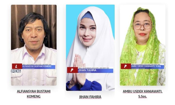 Komeng dan Jihan Fahira menjadi salah satu calon anggota DPD RI dari Jawa Barat pada Pemilu 2024.