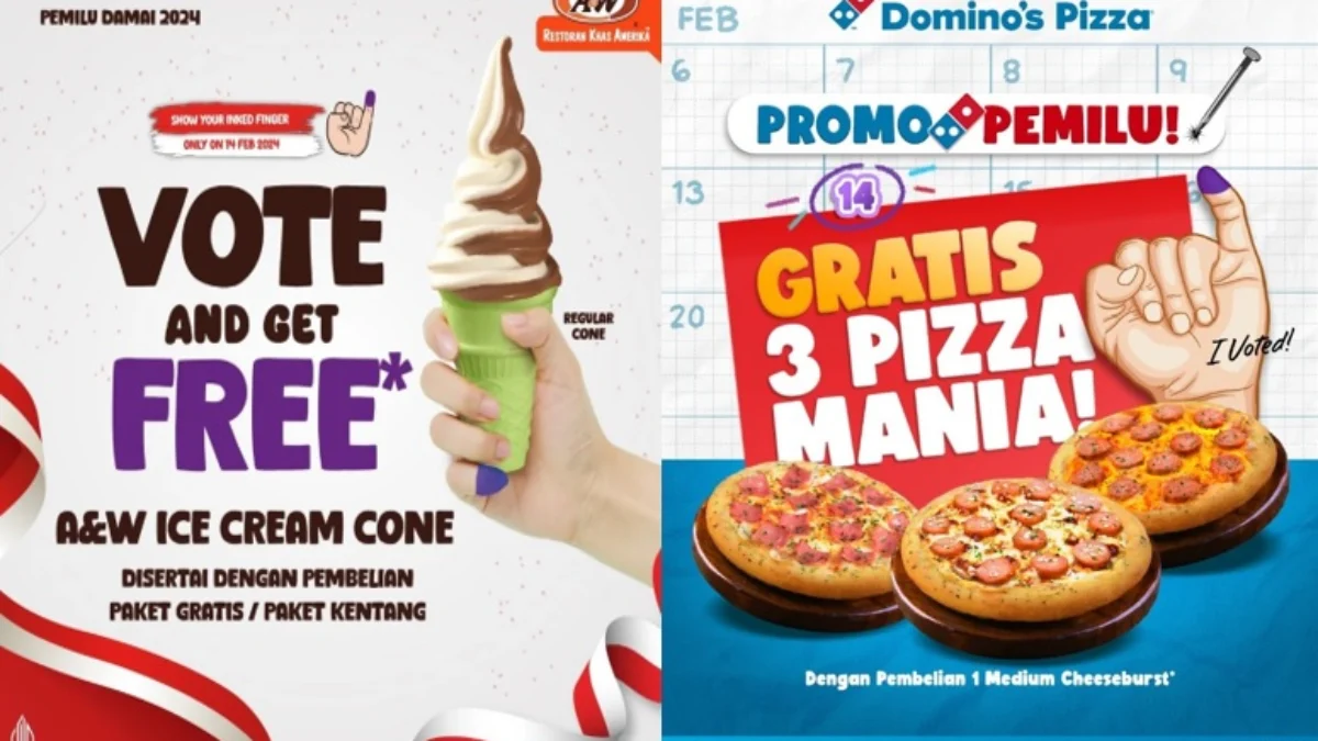 Promo Pemilu di beberapa gerai makanan, ada gratis eskrim hingga pizza.