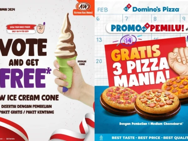 Promo Pemilu di beberapa gerai makanan, ada gratis eskrim hingga pizza.