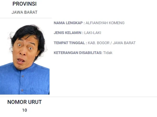 Viral Komeng Nyalon DPD Dapil Jawa Barat/ Dok. KPU