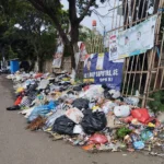 Beberapa sampah yang berada di ruas jalan Gading Tutuka, Katapang, Ciparay yang terlihat berada di pinggir jalan raya. Foto Agi Jabar Ekspres