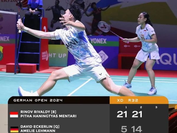Well done Rinov/Pitha berhasil maju ke babak 16 besar menyusul Rehan/Lisa ( Instagram: badminton.ina)