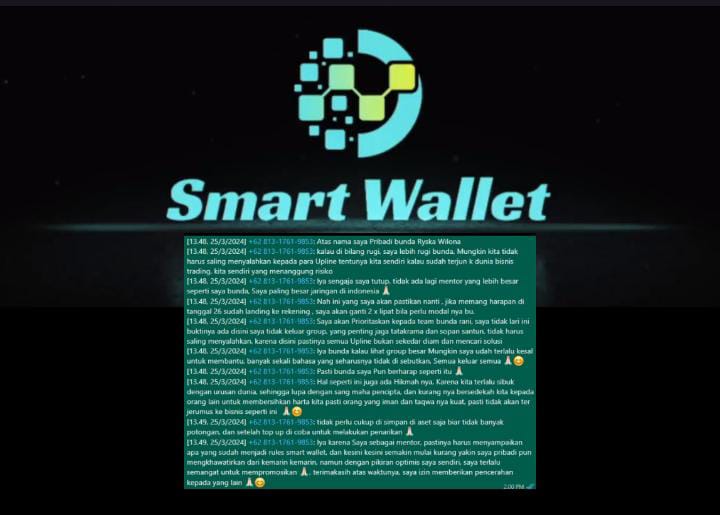 Tangkapan layar percakapan mentor Smart Wallet dengan anggotanya.