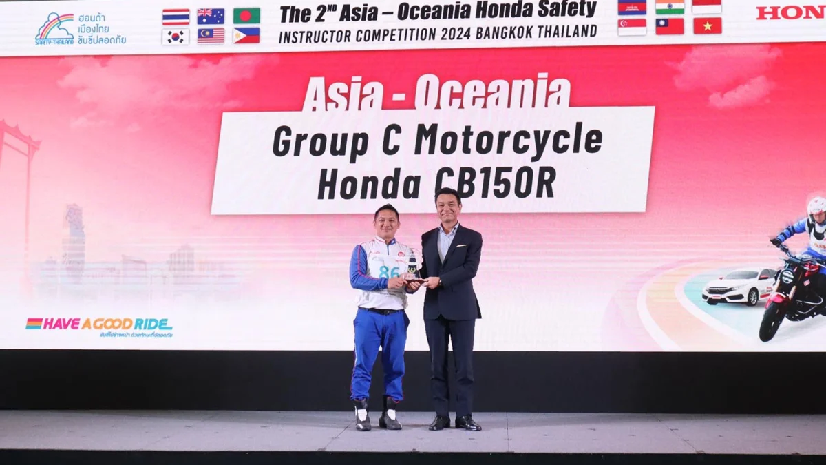 Amizar Maas, Instruktur Safety Riding asal Indonesia yang berhasil menjadi juara pertama dalam ajang kompetisi The 2nd Asia-Oceania Honda Safety Instructor Competition 2024 di Thailand, 29 Februari – 1 Maret 2024.        