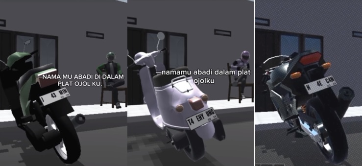 Beberapa contoh Plat Nomer Ojol The Game yang tengah Viral di Tiktok.