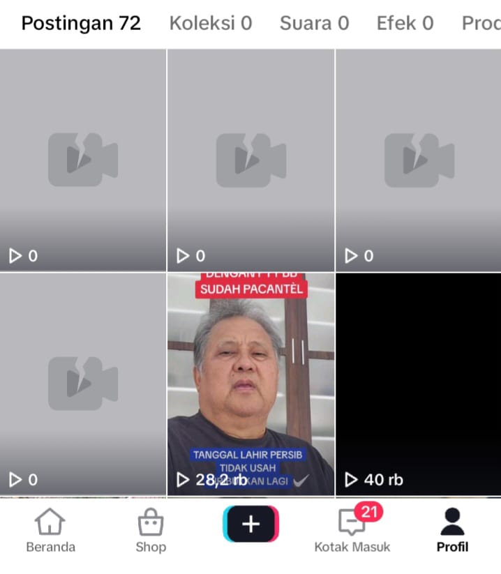 Terlihat 4 video di akun Ema Sumarna yang kini tak dapat diakses oleh Publik, terindikasi penghapusan akun dilakukan oleh Sekda Kota Bandung tersebut (Tangkapan Layar Sadam / JE)