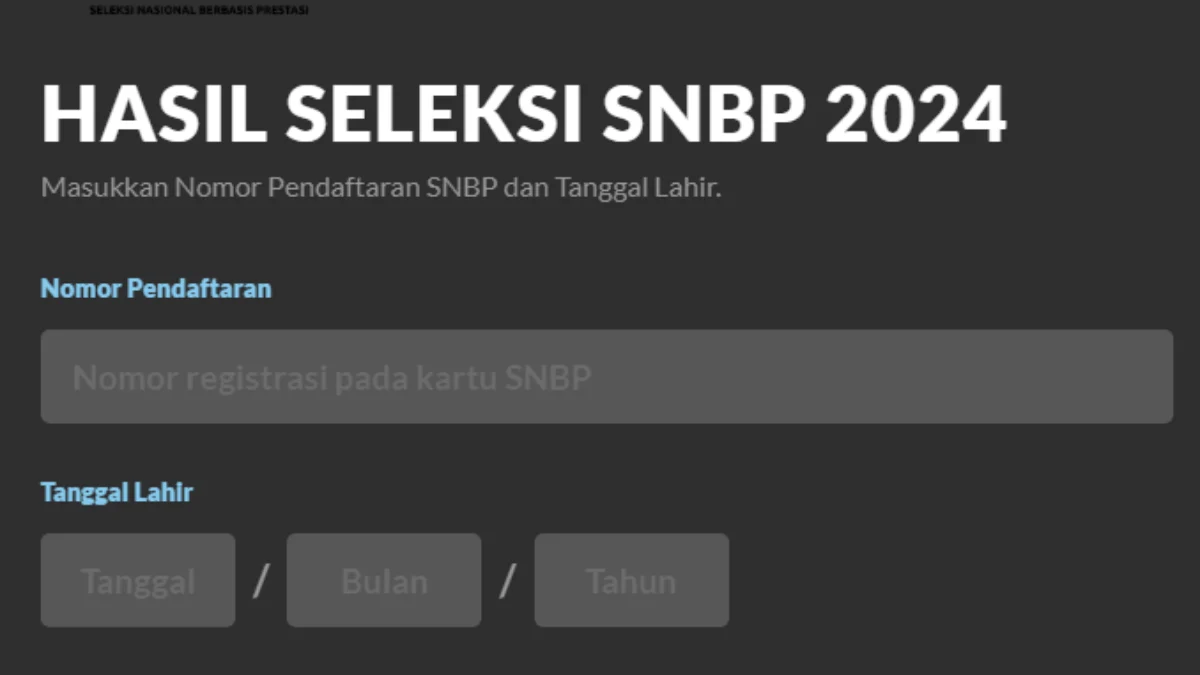 Laman Utama Cek Hasil Pengumuman SNBP 2024/ Tangkap Layar Laman SNPMB