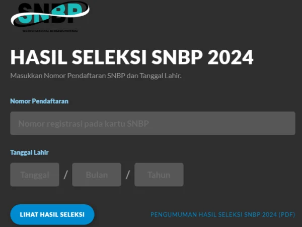 Laman Utama Cek Hasil Pengumuman SNBP 2024/ Tangkap Layar Laman SNPMB