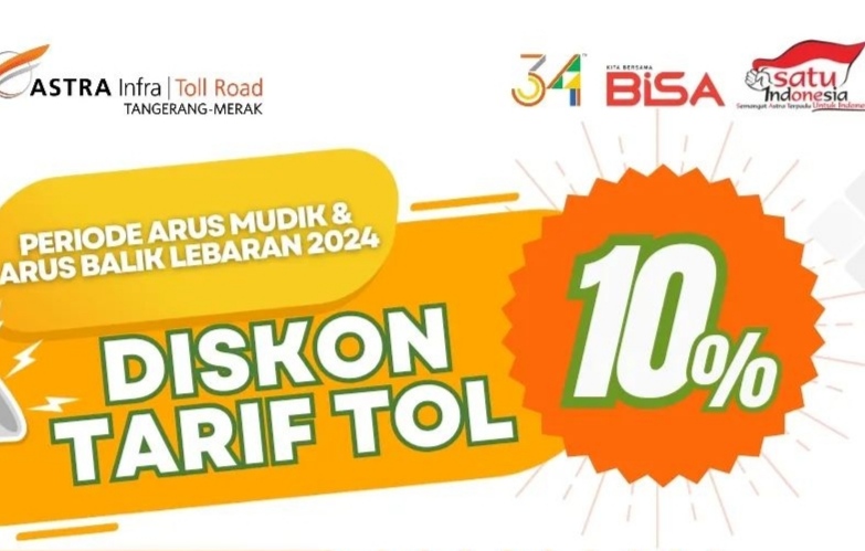 Diskon 10% Tarif Tol Tangerang-Merak Jelang Mudik Lebaran 2024/ Instagram @astratoltamer