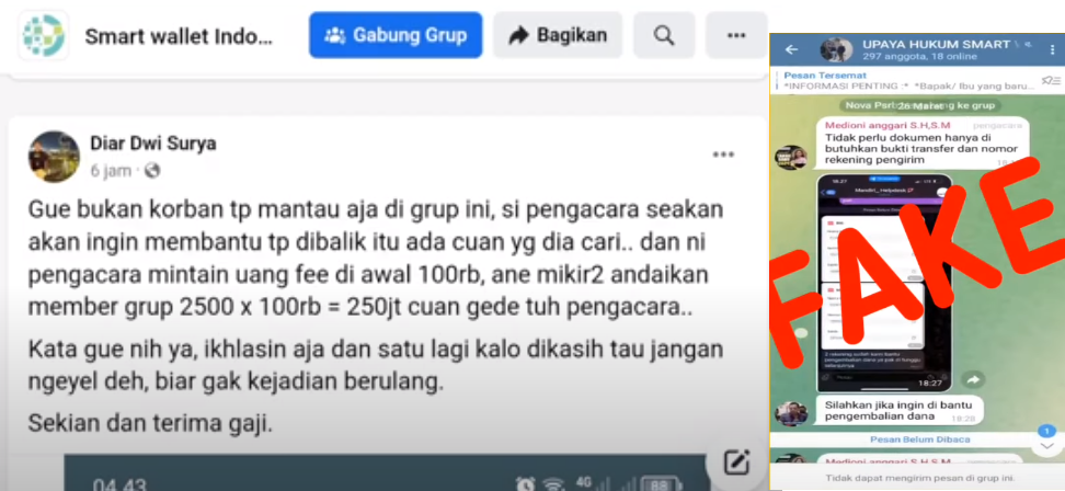 Grup Palsu Smart Wallet mengatasnamakan Bionda Anggari BAP Law Office