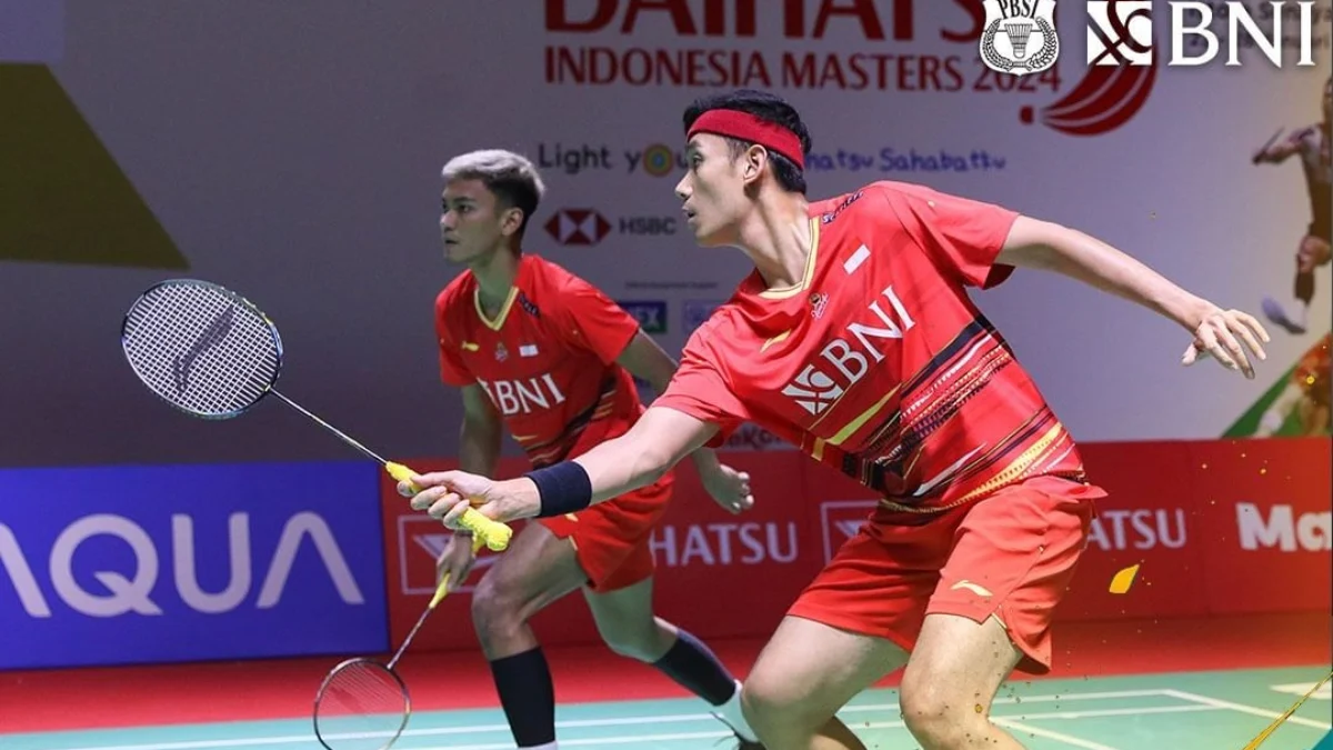 Bagas/Fikri saat berlaga di Swiss Open 2024 (Instagram: badminton.ina)