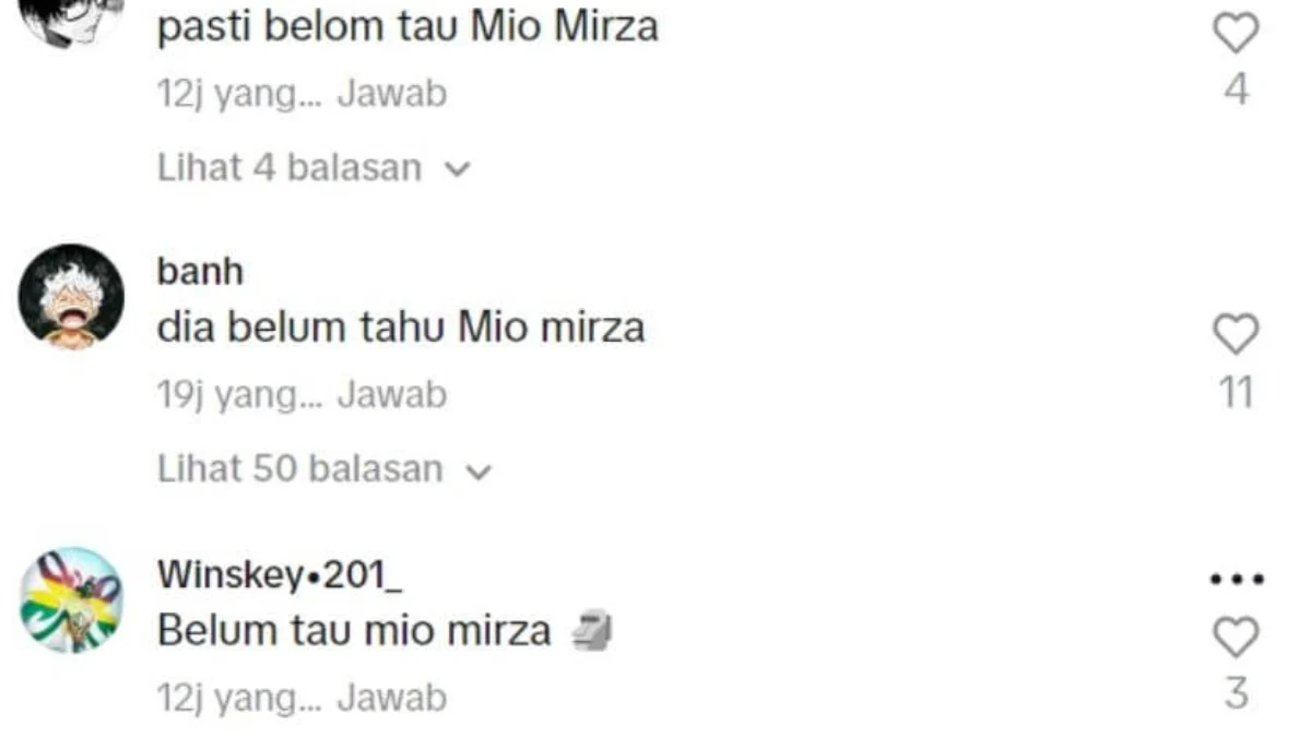 Komentar ‘Mio Mirza’ Viral di TikTok hingga Merambah ke X, Apasih Arti dan Konteksnya?