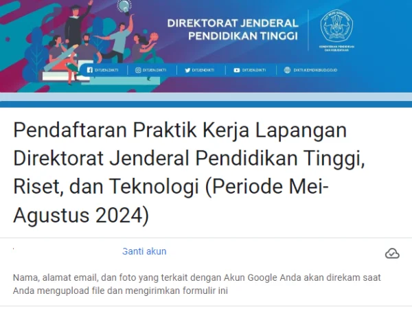 Link Pendaftaran Program PKL Ditjen Dikti Kemendikbud 2024/ Tangkap Layar Google Form Ditjen Dikti
