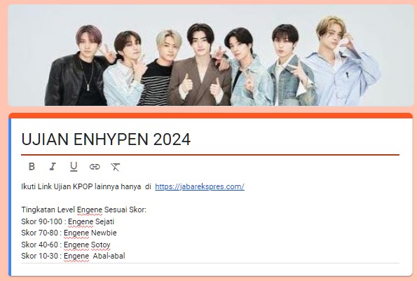 Link tes ujian ENHYPEN 2024 yang Terbaru