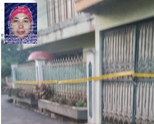 Rumah wanita yang mayatnya ditemukan dalam koper di Bekasi telah diberi garis polisi.