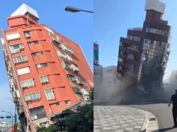 dampak dari gempa Taiwan yang diabadikan warganet (Media sosial X @huberton)