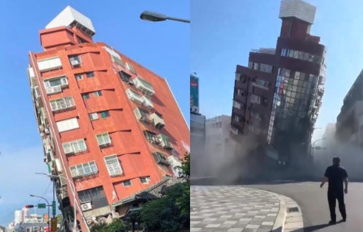 dampak dari gempa Taiwan yang diabadikan warganet (Media sosial X @huberton)