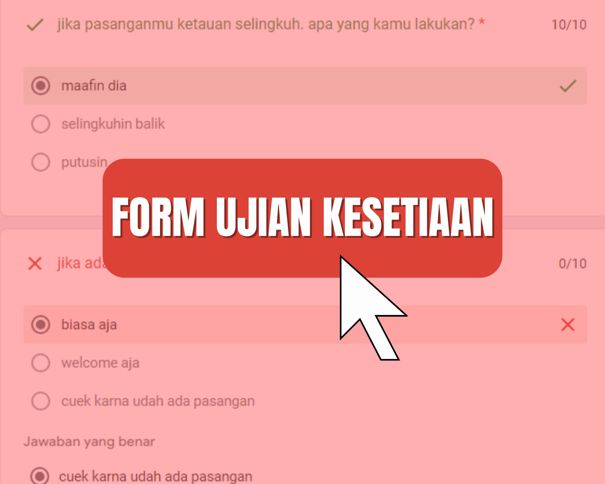 Link Ujian Kesetiaan Google Form Viral di TikTok/ Tangkap Layar Google Form