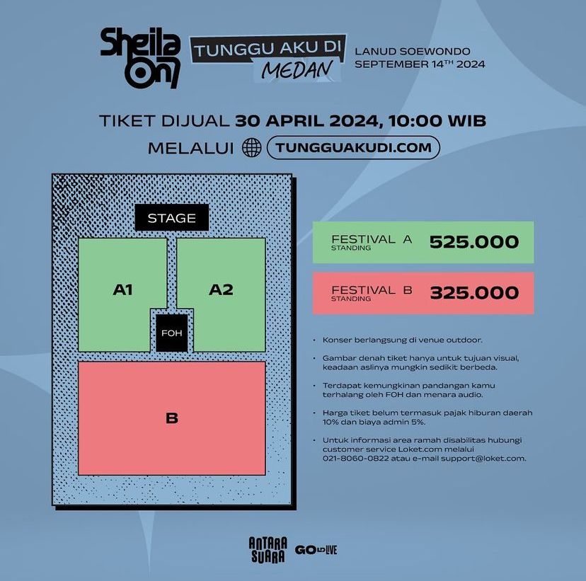 Denah & Harga Tiket Konser Sheila on 7 “TUNGGU AKU DI” Medan (Instagram @antara.suara)