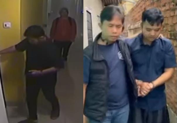 Kolase foto Pelaku saat di hotel dan saat ditangkap Polisi.