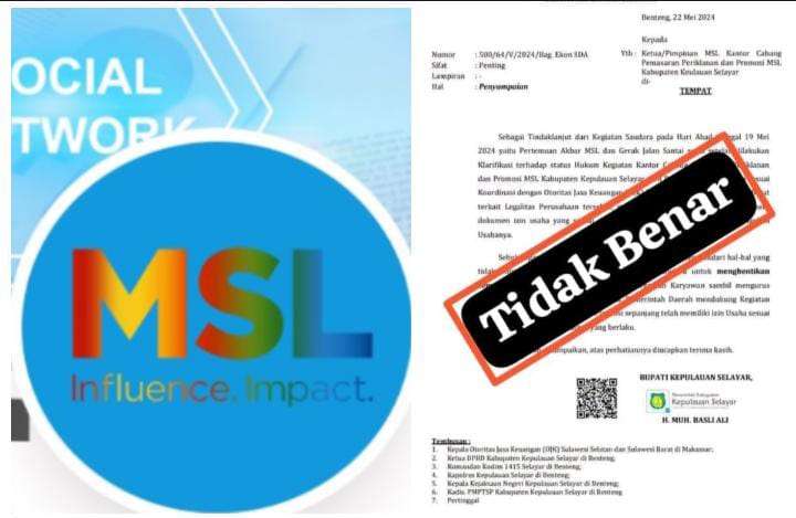 Aplikasi MSL yang membantah surat Bupati Kepulauan Selayar.