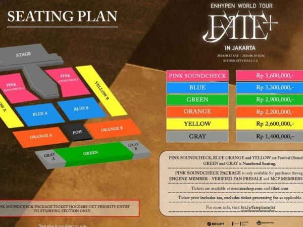 Seatplan dan harga tiket Konser ENHYPEN di Indonesia. (instagram @mecimapro)