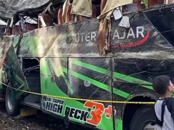 Ilustrasi. Bangkai bus yang membawa rombongan SMK Lingga Kencana Depok. Dok istimewa